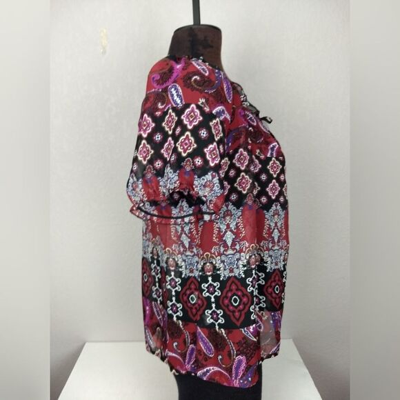 Maurices Mixed Print Embellished Blouse Size 1 - Picture 3 of 10